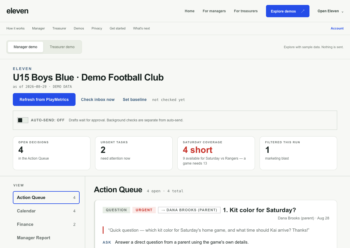 Manager demo showing team activity and message review controls